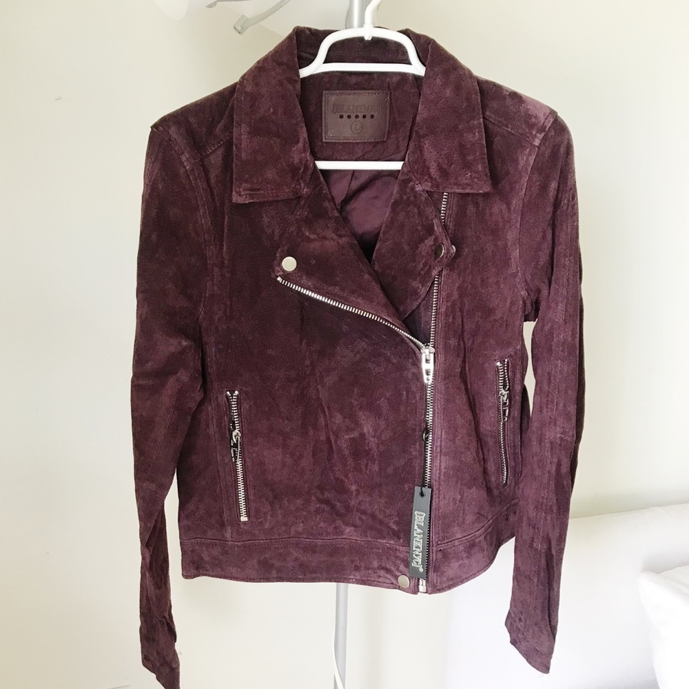 Blank NYC burgundy suede moto jacket L - Picture 4 of 8